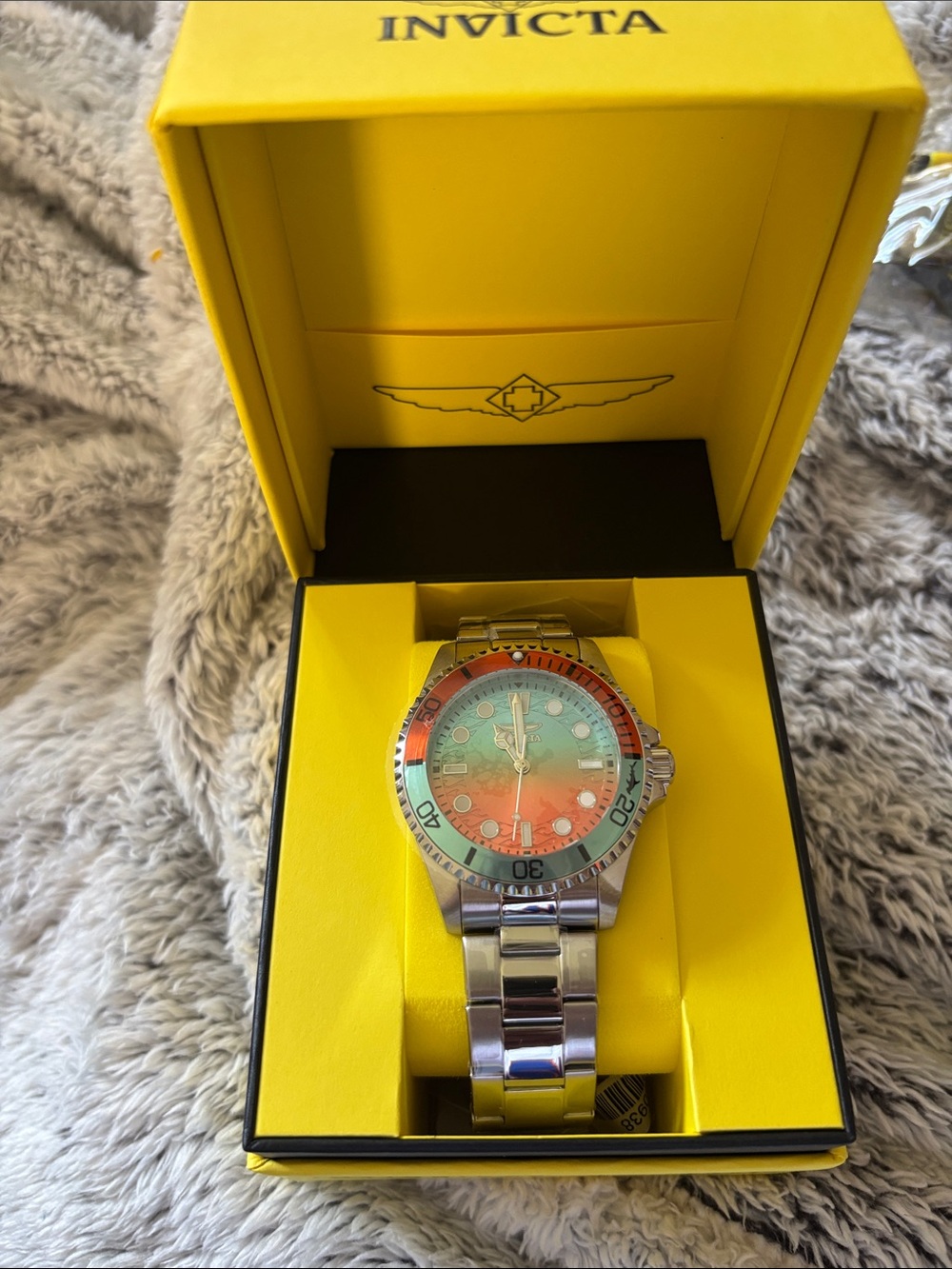 Invicta Unisex Coral to Aqua Gradient Dial Stainless Steel Watch